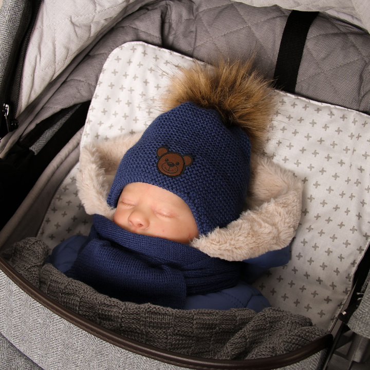 Winterset Jungen: Mütze und Schal mit Bommel Light Blau Banksi