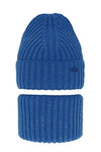Winterset Jungen: Mütze und Schlauchschal Blau Zeno