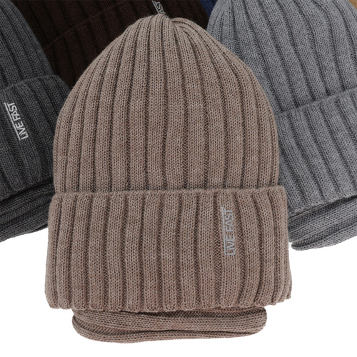 Winterset Jungen: Mütze und Schlauchschal, grün, mit Merinowolle, Fleecefutter, Banasko