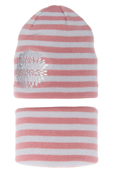 Herbst und Wintermütze Mädchen: Mütze und Schlauchschal Rosa Lila