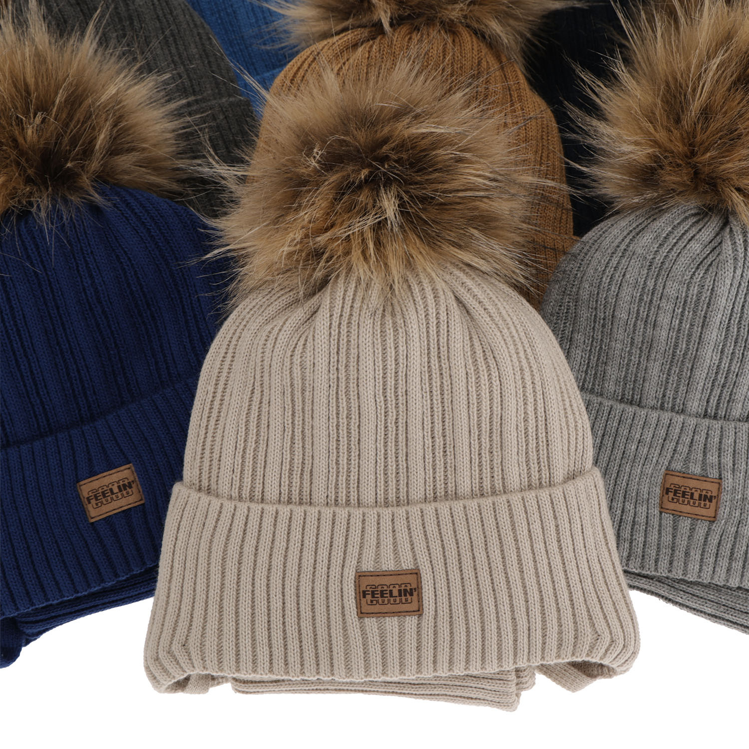 Winterset für Jungen: Mütze und Schlauchschal mit Bommel in Grau Eger