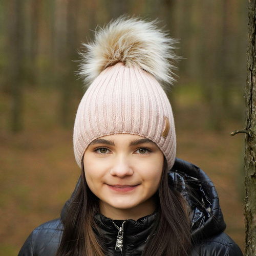 Wintermütze für Mädchen mit Bommel Rosa Werbena