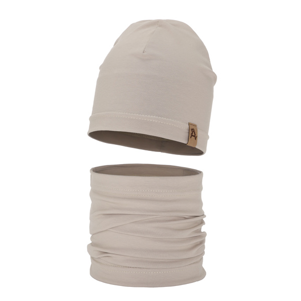 Herbst und Frühlingsset Jungen: Mütze und Schlauchschal Beige Griffin