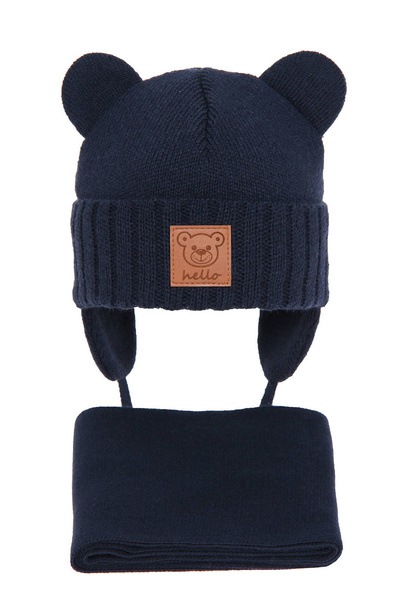Winterset Jungen: Mütze und Schal Navy Blau Petit