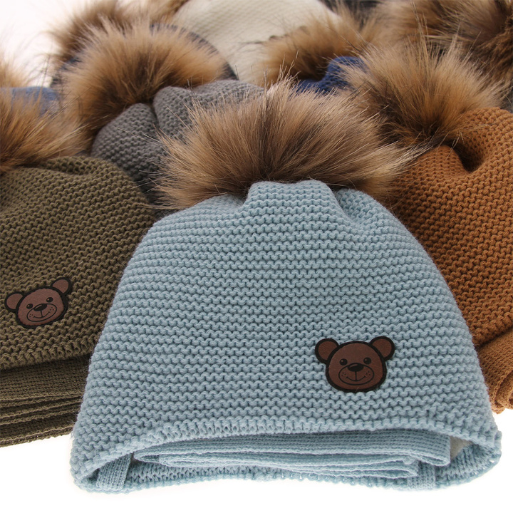 Winterset Jungen: Mütze und Schal mit Bommel Blau Banksi