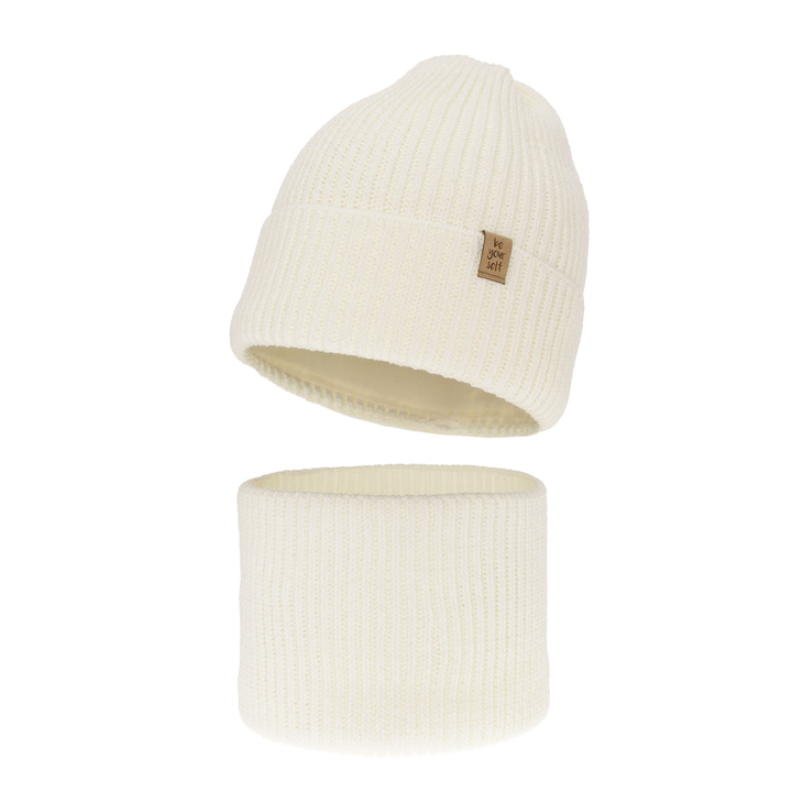 Winterset für Mädchen: Mütze und Schlauchschal in Cremefarben Edera