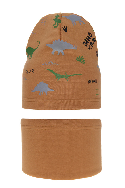Herbst und Frühlingsset Jungen: Mütze und Schlauchschal Camel Tirex