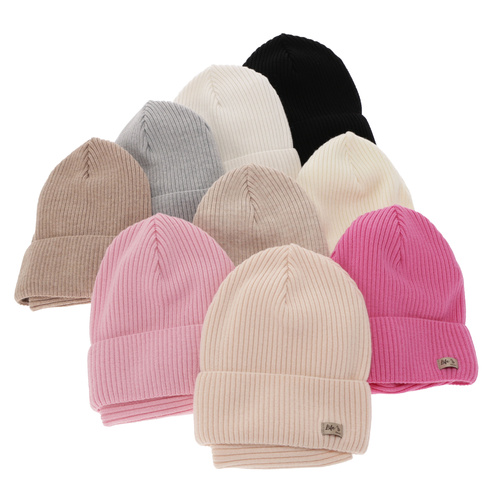 Herbst und Frühlingsset Mädchen: Mütze und Schlauchschal 100% extrafeine Merinowolle Rosa Itra