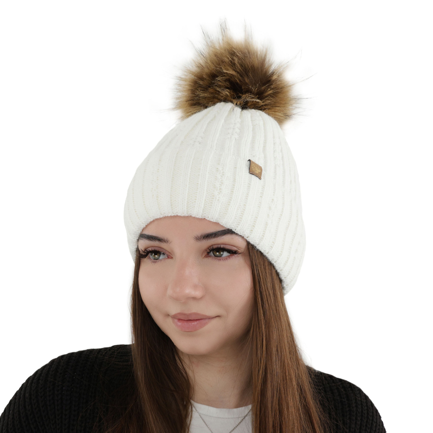 Wintermütze Damen mit Bommel Grün Savona