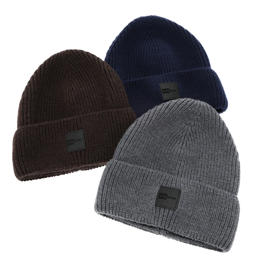 Wintermütze Herren 100% Merinowolle Grau Iron