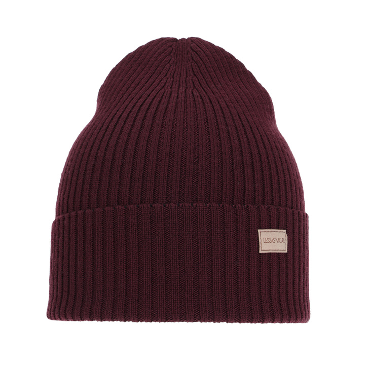 Wintermütze Damen, burgundy, 100% Merinowolle, Sophie