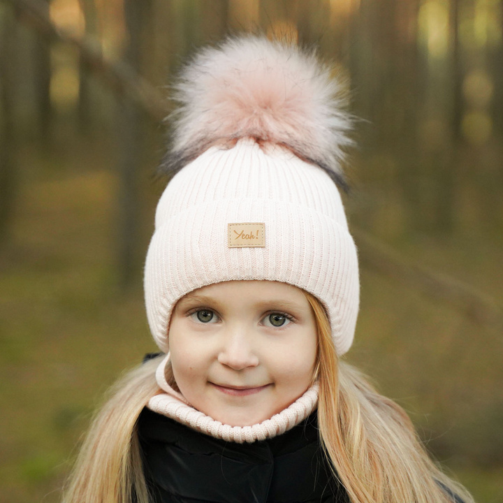 Winterset Mädchen: Mütze und Schlauchschal mit Bommel Rosa Dilajla