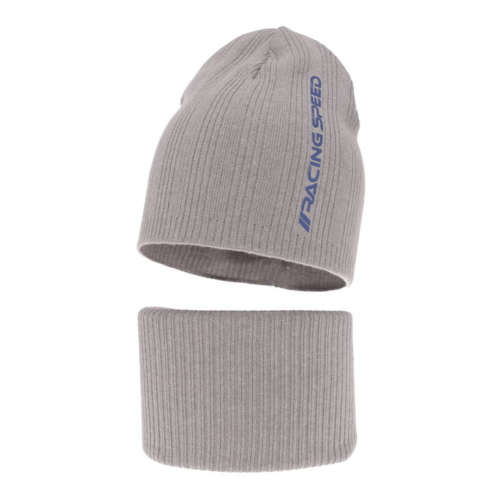 Herbst und Frühlingsset Jungen: Mütze und Schlauchschal, mit Baumwolle, Grau Kolorado