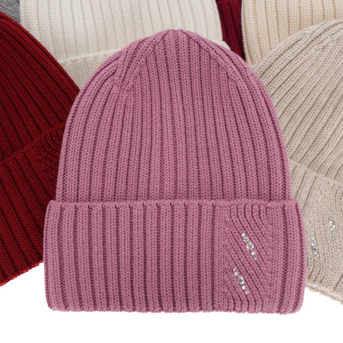 Wintermütze Damen 100% extrafeine Merinowolle Rosa Ariga