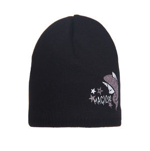 Herbst und Wintermütze für Mädchen Schwarz Magical
