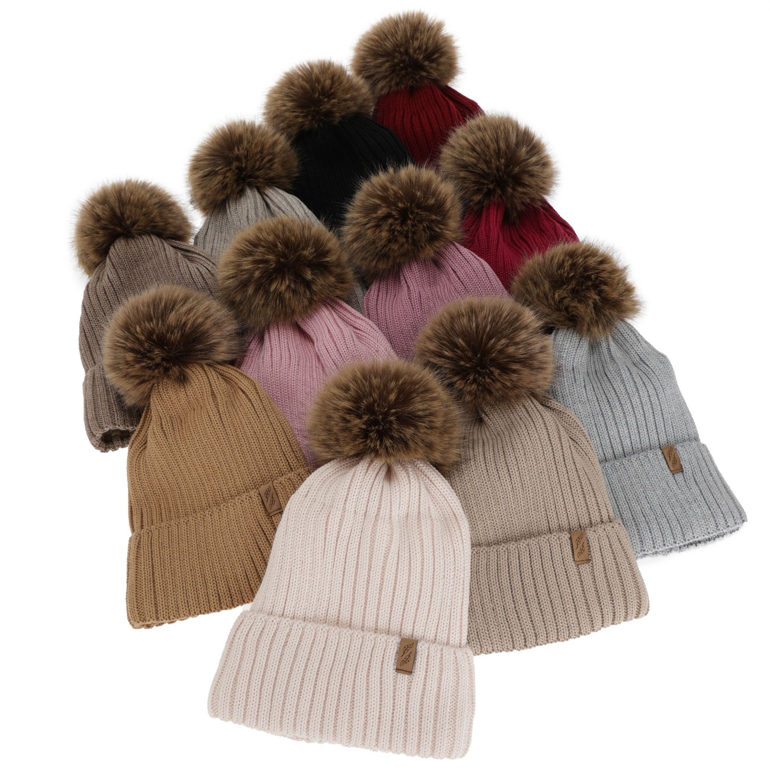 Wintermütze Damen, bordowa, mit Merinowolle, Zamira