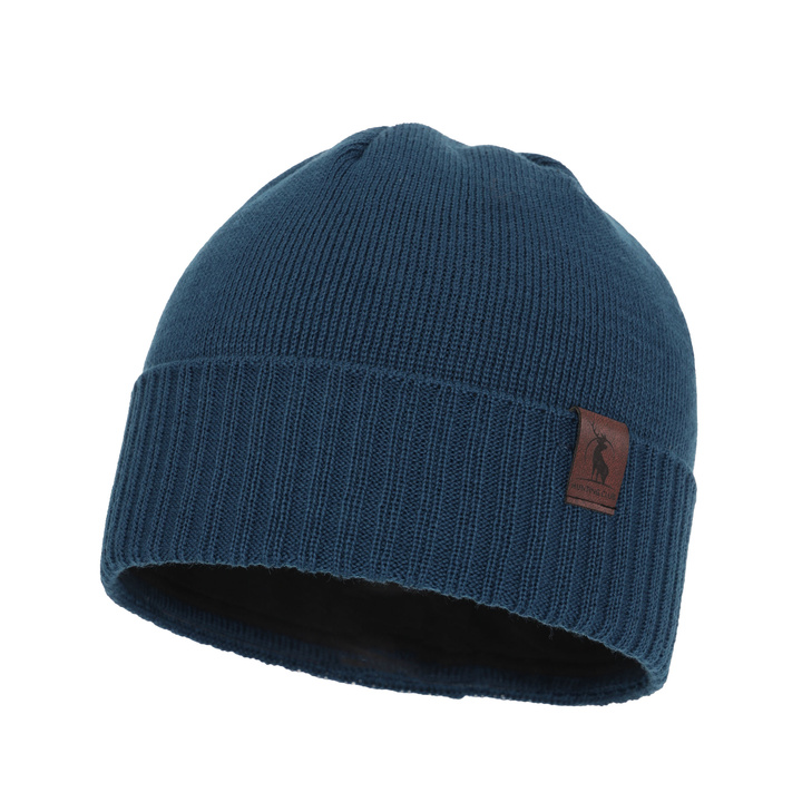 Wintermütze Herren aus Merinowolle in Blau Hogan