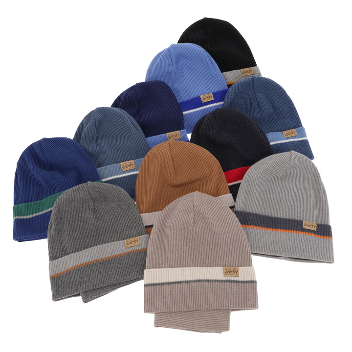 Herbst und Frühlingsset Jungen: Mütze und Schlauchschal Navy Blau Antonio