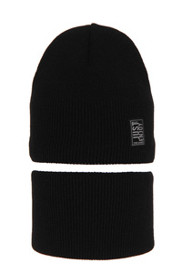 Winterset Jungen: Mütze und Schlauchschal Schwarz Korado