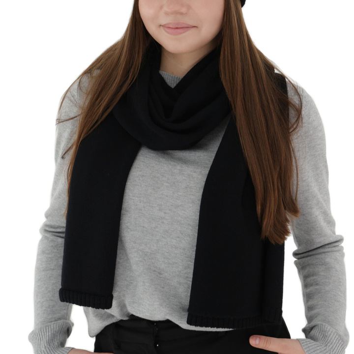 Winterschal Damen, Winter, schwarz, 100% Merinowolle, Elonia