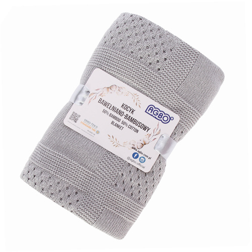 Baby und Kinder Decke aus 50% Bambus-Fasern, 50% Bamwolle Grau Domino