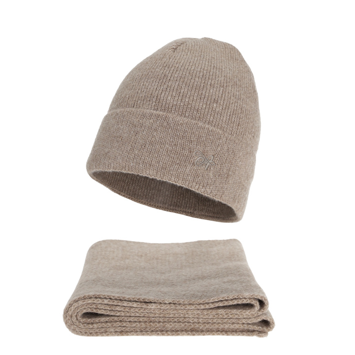 Winterset Damen: Mütze und Schal, Winter, beige, Rava