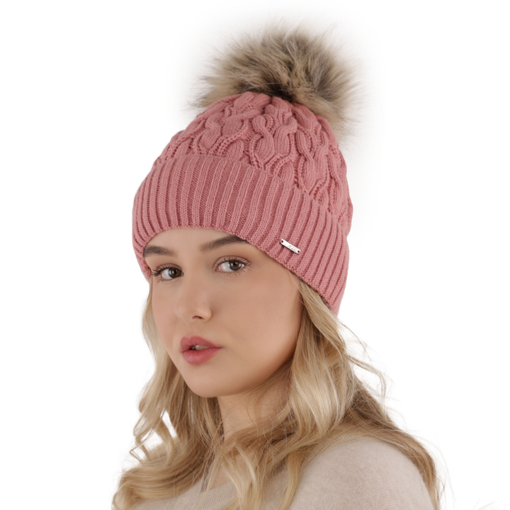Wintermütze Damen mit Bommel Rosa Deva