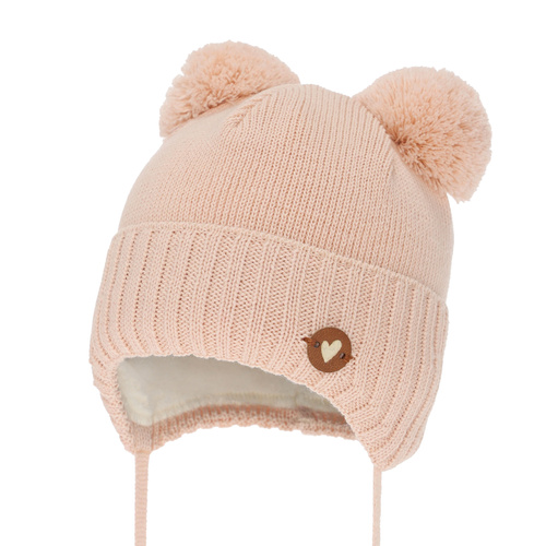 Wintermütze für Mädchen, apricot, mit Merinowolle, Mesyna