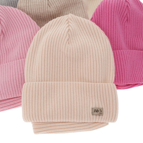 Herbst und Frühlingsset Mädchen: Mütze und Schlauchschal 100% extrafeine Merinowolle Beige Itra