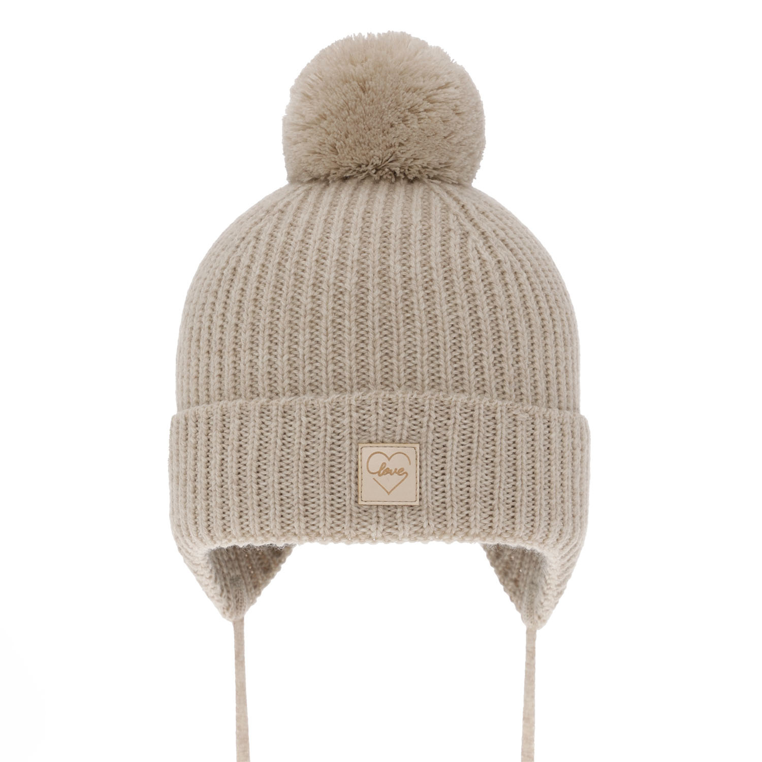 Wintermütze für Mädchen aus 100% extrafeiner Merinowolle, gefüttert mit Wollfleece in Beige Havana