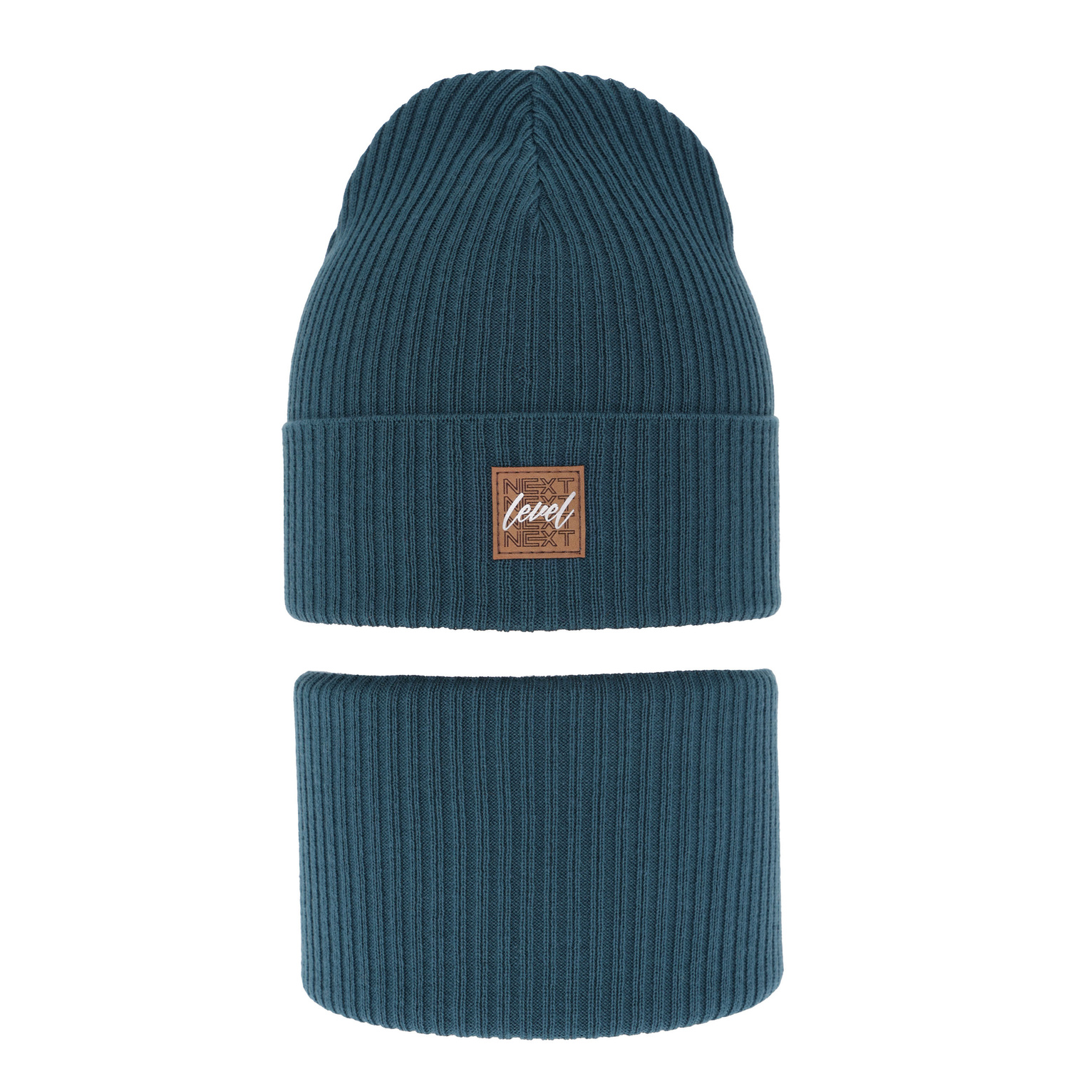 Herbst und Frühlingsset Jungen: Mütze und Schlauchschal, mit Baumwolle, Blau Fenix