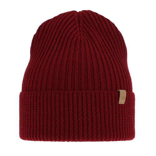 Wintermütze Damen 100% extrafeine Merinowolle Burgunder Isla