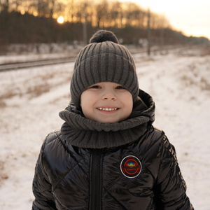 Winterset Jungen: Mütze und Schlauchschal mit Bommel Grau Wiliam