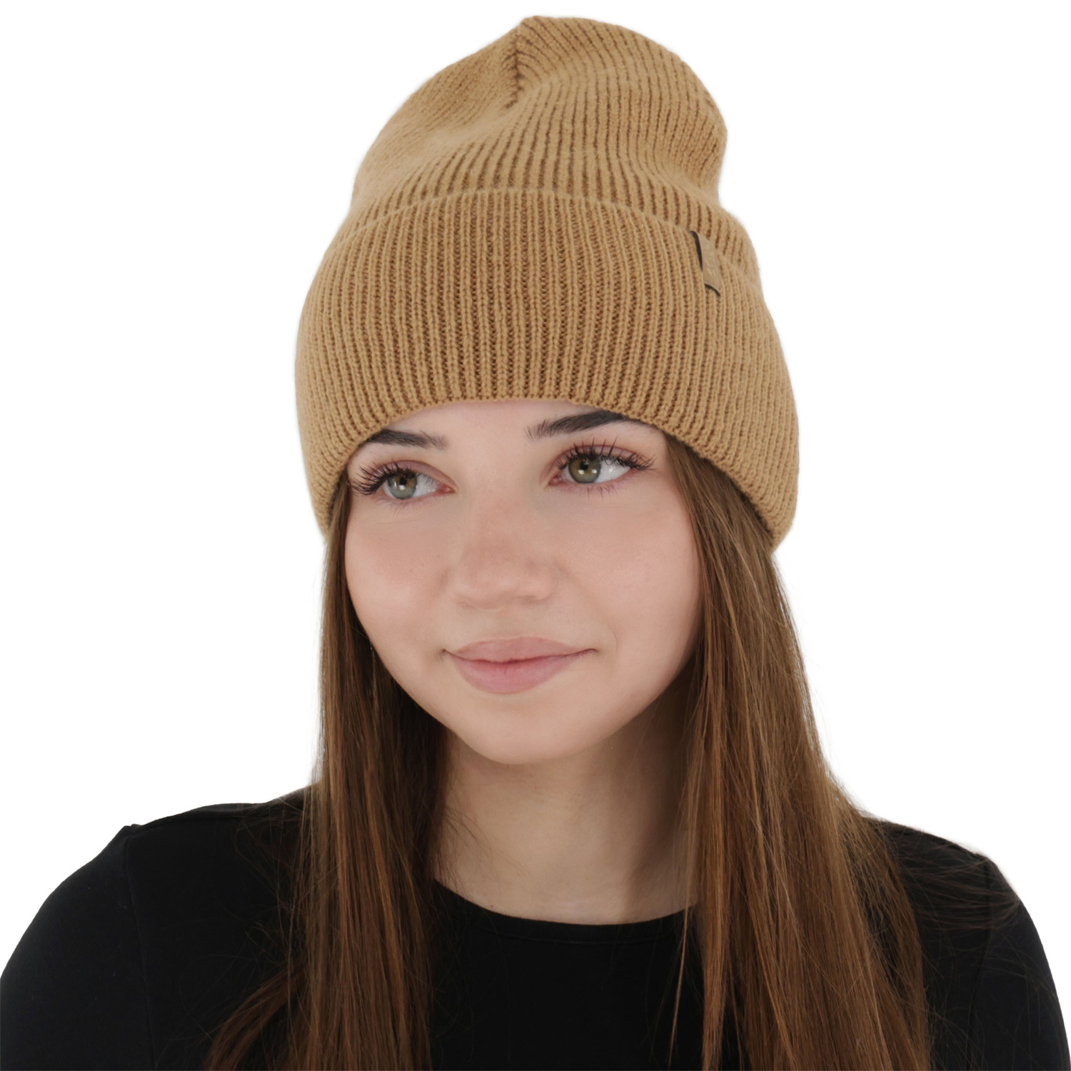 Wintermütze Damen, camel, mit Merinowolle, Tahoe