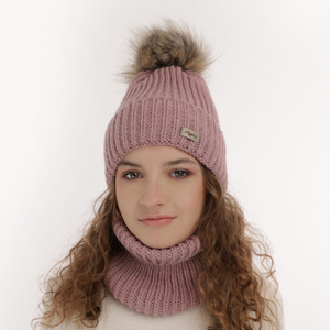 Winterset Mädchen: Mütze und Schlauchschal mit Bommel Rosa Willow