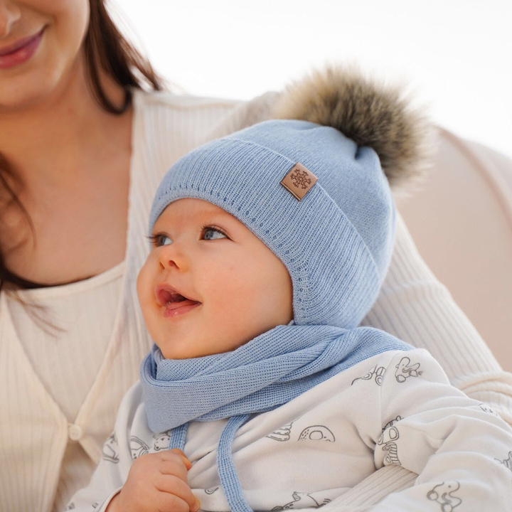 Winterset für Jungen: Mütze und Schal aus Merinowolle in Braun Rafael