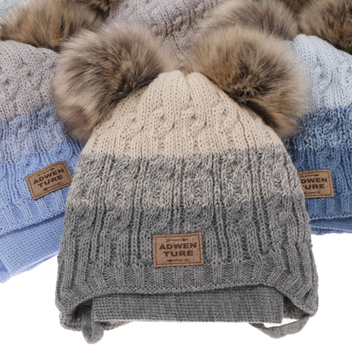 Winterset Jungen: Mütze und Schal mit zwei Bommeln camel Platon