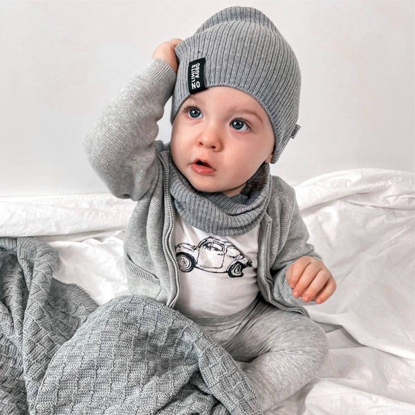 Herbst/ Frühjahrsset für Kinder: Mütze und Schlauchschal Blau Tunis