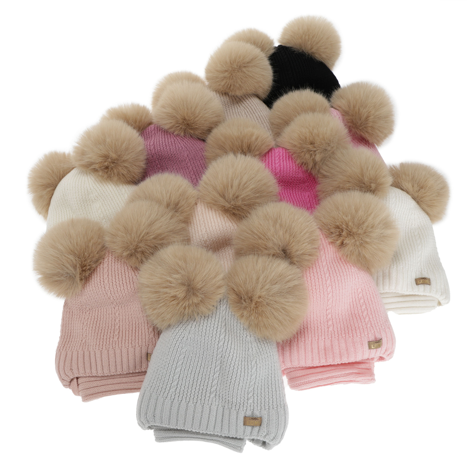 Mädchen Mütze und Schal, Winter Set, schwarz, 100% Merinowolle, gefüttert mit Wollfleece, Lumia