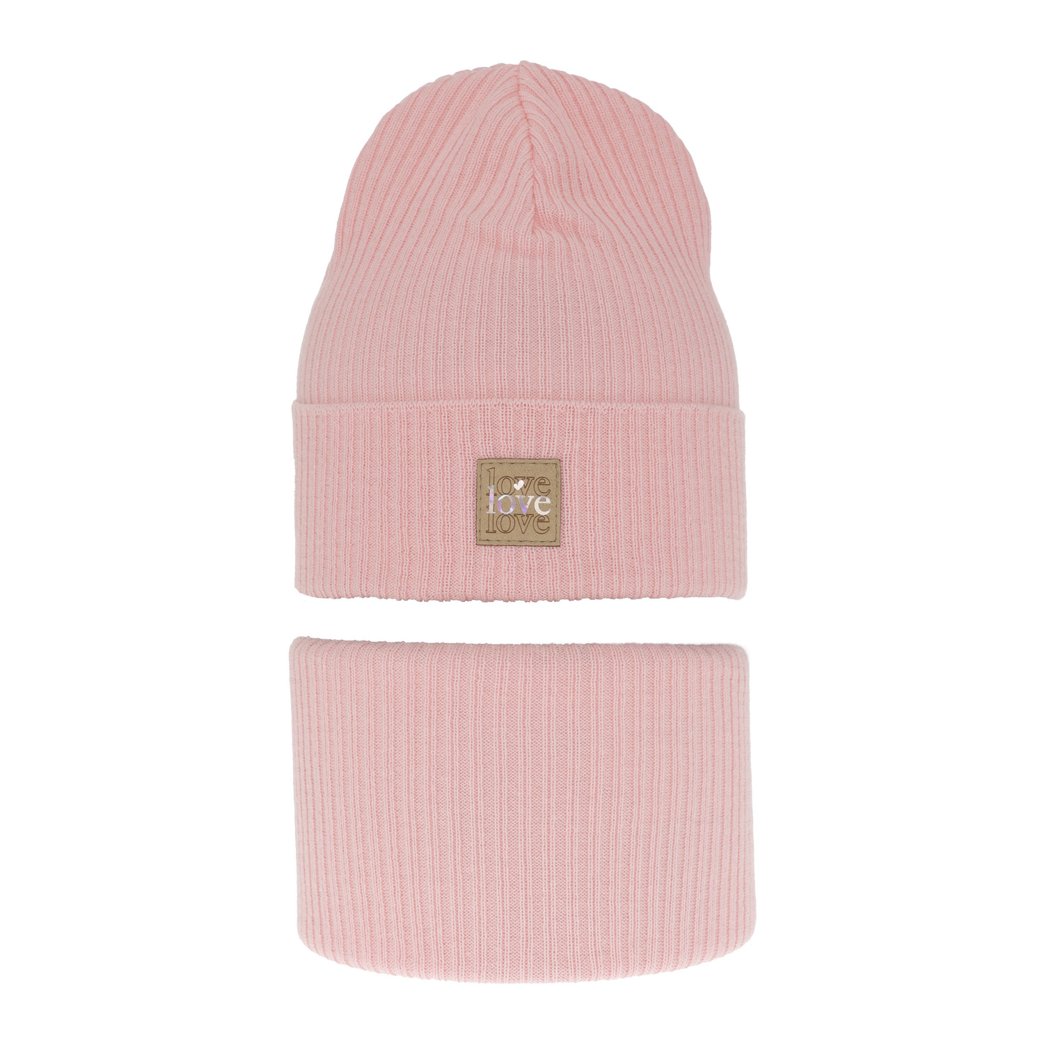 Herbst und Frühlingsset Mädchen: Mütze und Schlauchschal, mit Baumwolle, Rosa Furora