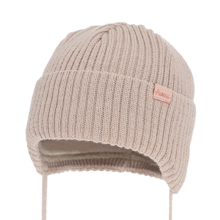 Wintermütze für Mädchen, beige, mit Merinowolle, Punia