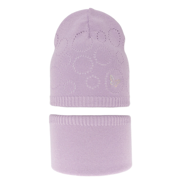 Herbst und Frühlingsset Mädchen: Mütze und Schlauchschal Violett Amarilla