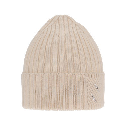 Wintermütze Damen 100% extrafeine Merinowolle Beige Ariga