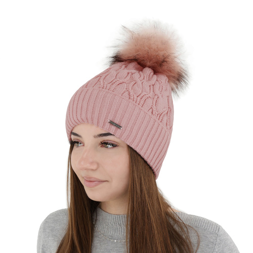 Wintermütze Damen mit Bommel Rosa Deva