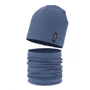 Herbst und Frühlingsset Jungen: Mütze und Schlauchschal Blau Hobart