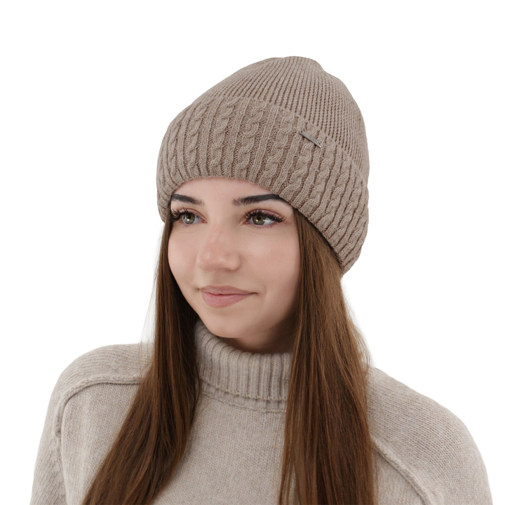 Wintermütze Damen aus Merinowolle in der Farbe Beige Febe