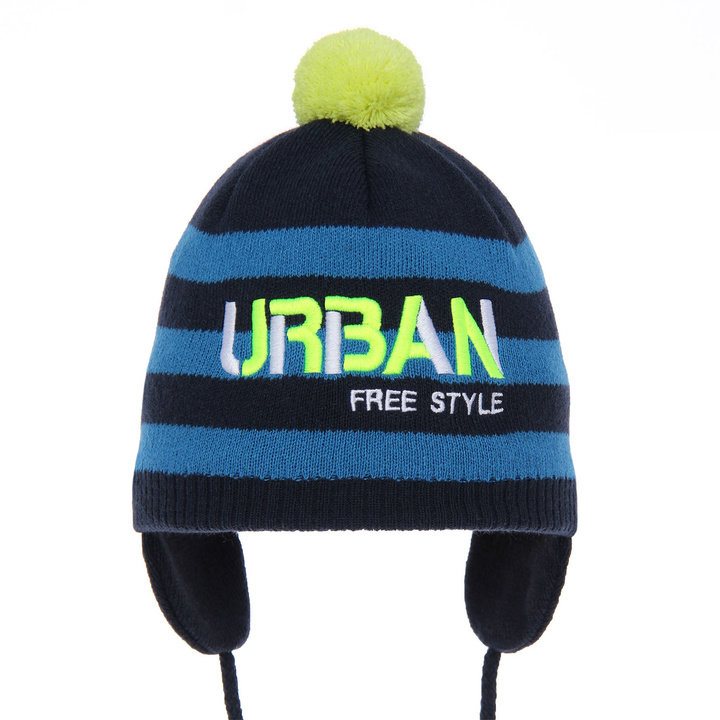 Herbst und Frühlingsmütze für Jungen mit Bommel Navy Blau Tarot