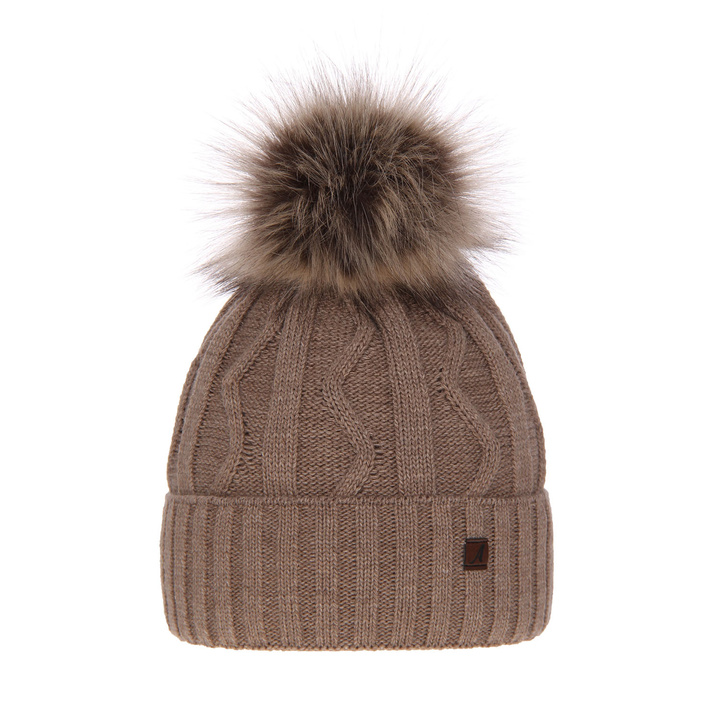 Wintermütze Damen mit Bommel Beige Renika
