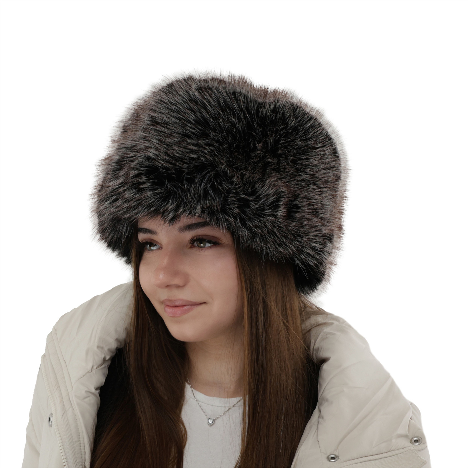 Wintermütze Damen gefüttert mit Wollfleece in Schwarz Holly
