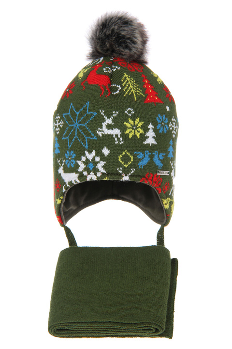 Winterset Jungen: Mütze und Schal Grün Remek